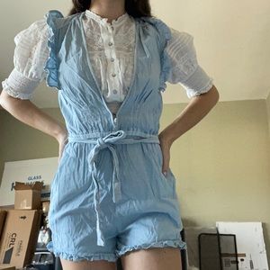 Billabong Blue Ruffle Plunging Romper